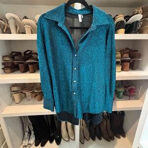 Sparkling Teal Button-Up Shirt
